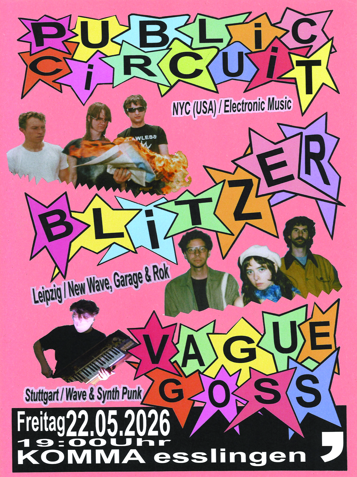 Veranstaltungsbild für Public Circuit (NYC) + Blitzer (Leipzig) + Vague Goss (Stuttgart)